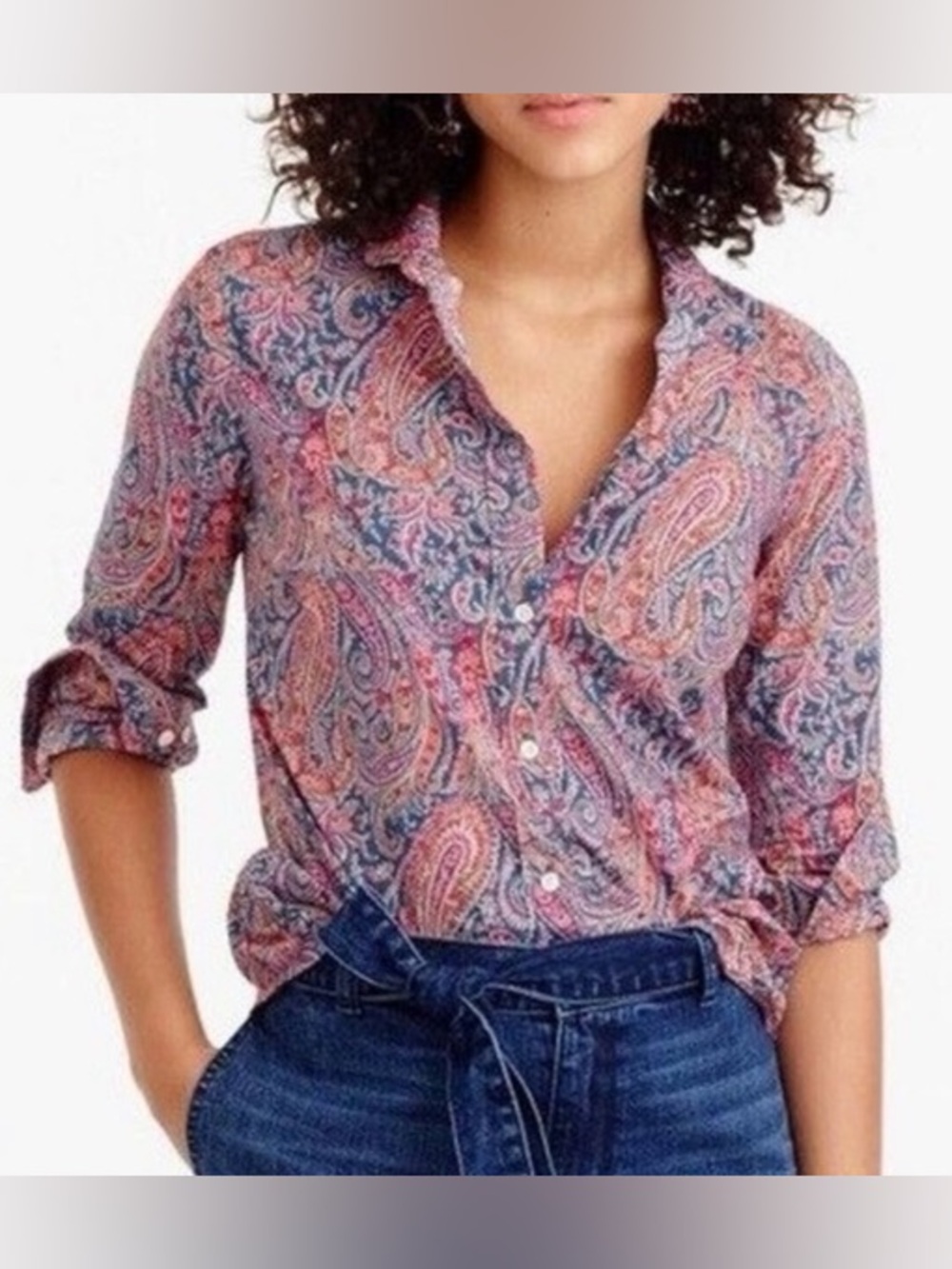 Liberty Art Fabrics x J. Crew Felix Paisley Perfect Shirt Sz 4 Peter Pan Collar